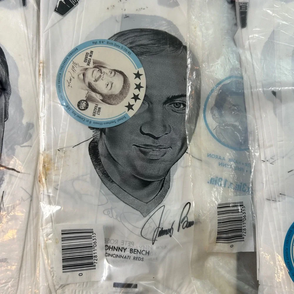 Vintage 1970s MLB Super Star Plastic Lunch Bags 5 Packs Johnny Bench Pete Rose
